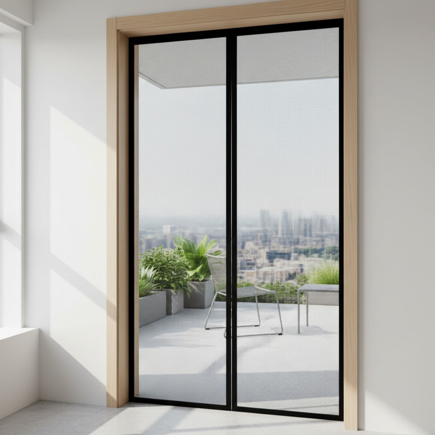 Moustiquaire de Porte Magnétique Noire - Fibre de Verre Renforcée, Haute Transparence