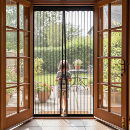 Moustiquaire Magnétique pour Porte et Fenêtre en Polyester - Fermeture Automatique
