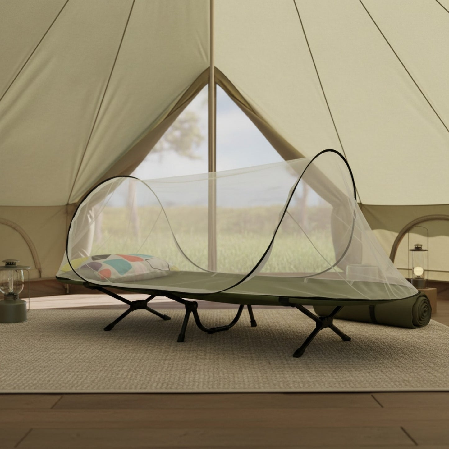 Moustiquaire de lit pliable et portable pour lit simple - Installation facile, idéale pour voyage et camping (80x200x56cm)