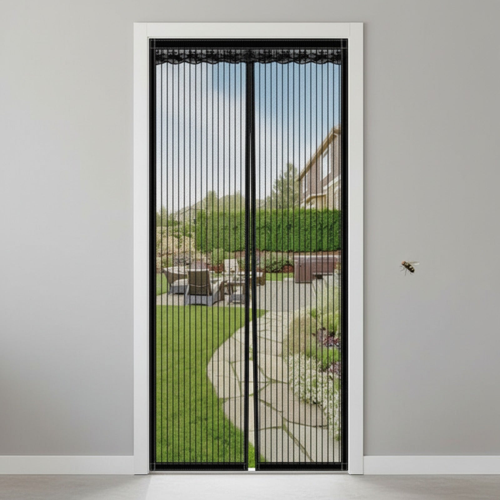 Moustiquaire Magnétique pour Porte et Fenêtre en Polyester - Fermeture Automatique