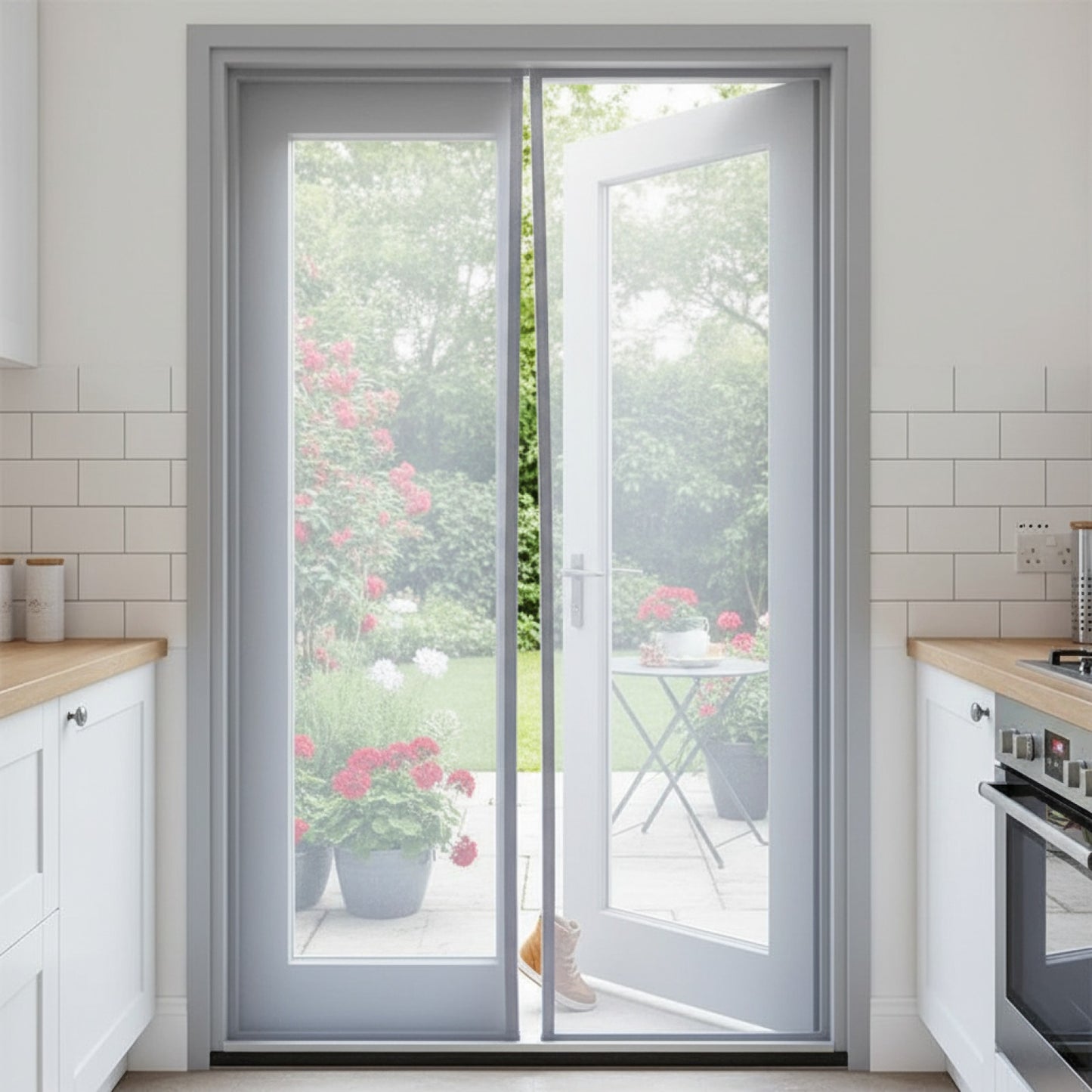 Moustiquaire de Porte Magnétique Grise sur Mesure - Fermeture Automatique et Fine Maille