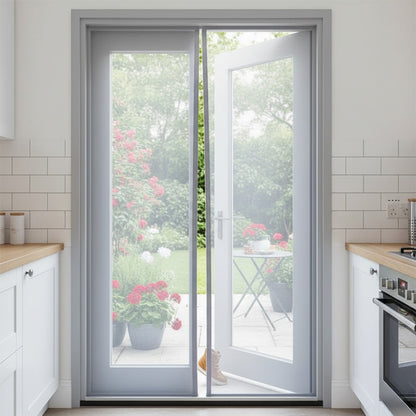 Moustiquaire de Porte Magnétique Grise sur Mesure - Fermeture Automatique et Fine Maille