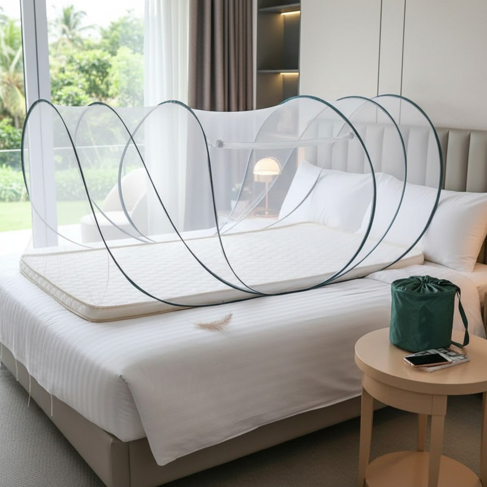 Moustiquaire de Voyage Pliante Anti-Moustiques pour Lit Simple