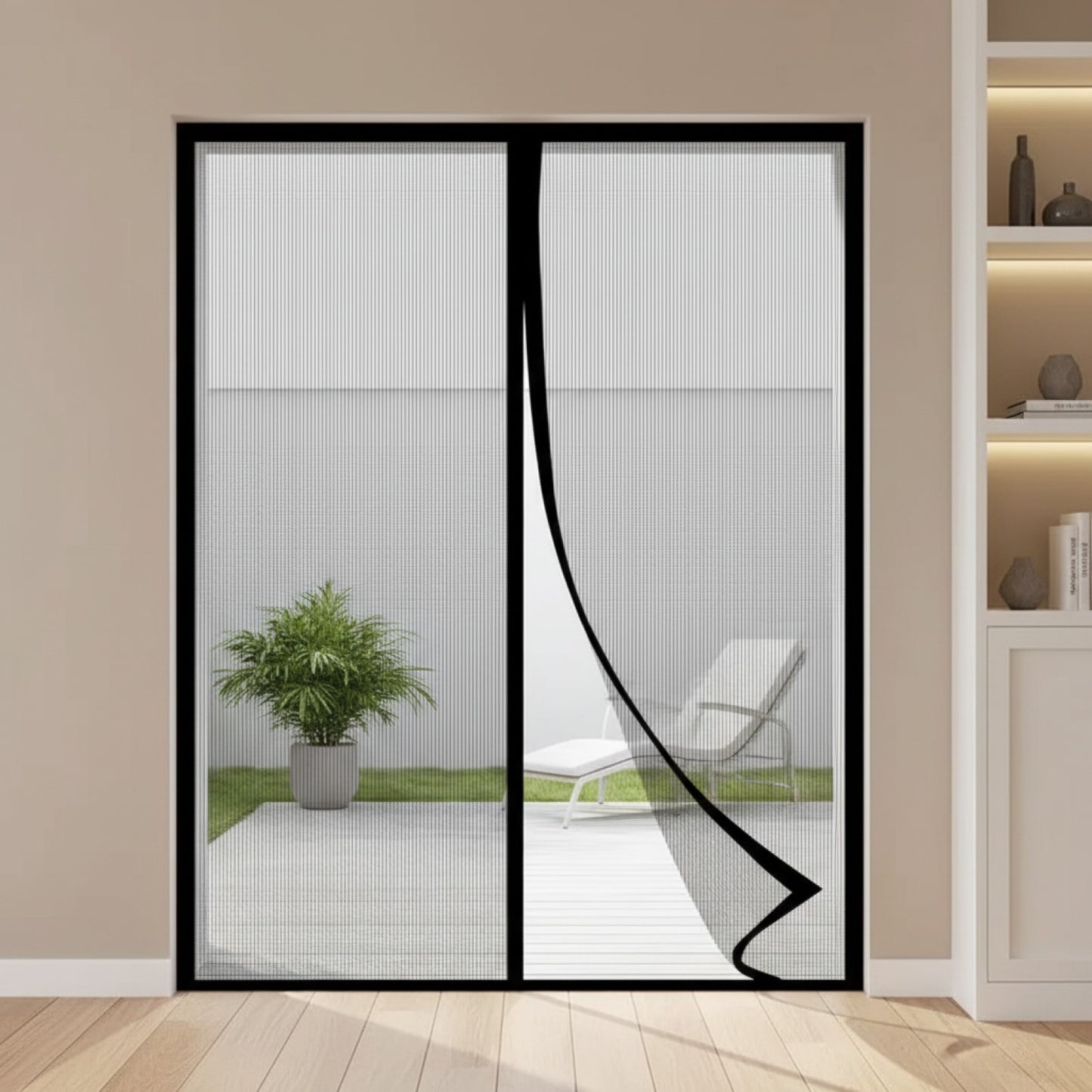 Moustiquaire de porte magnétique en nylon noir - Installation facile par velcro