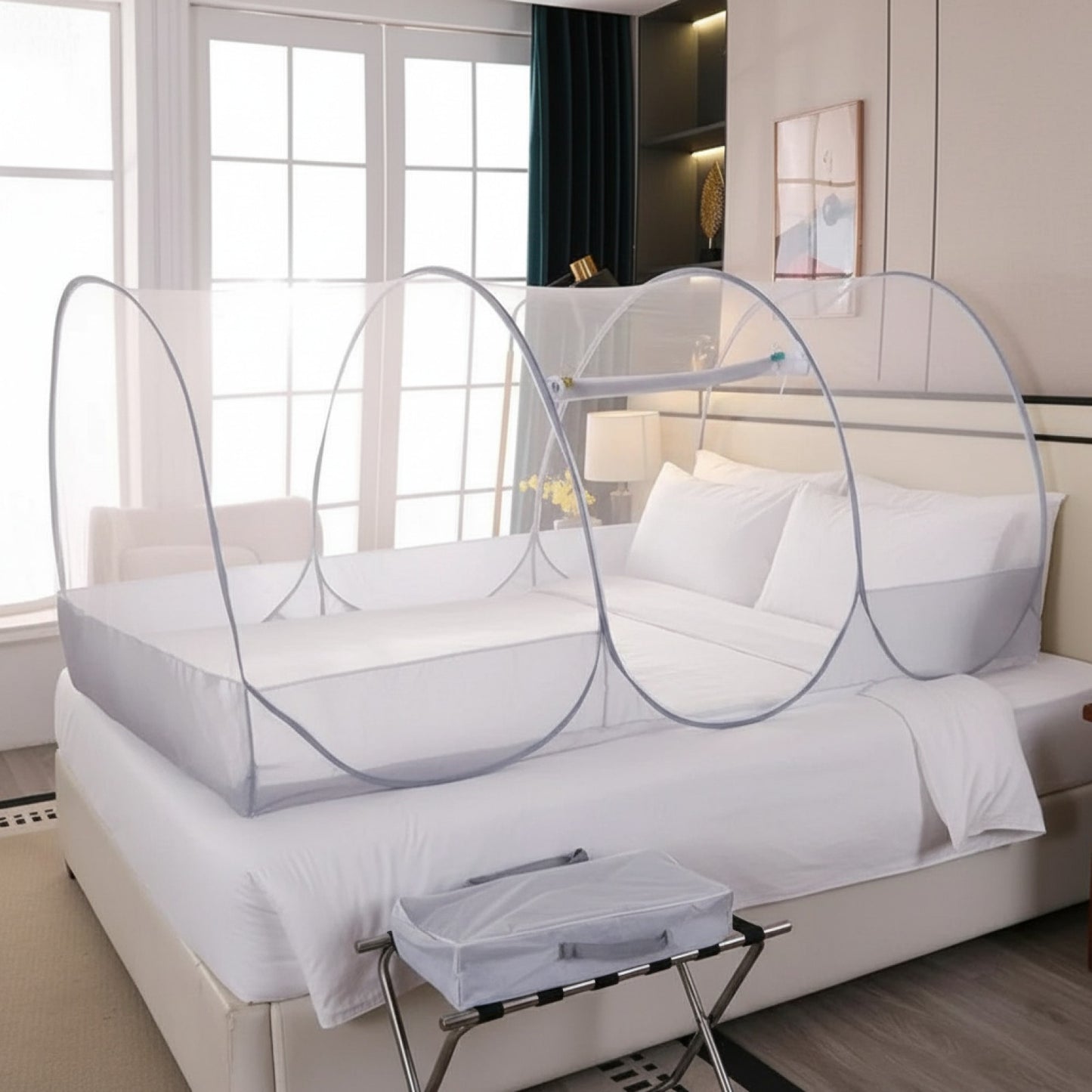 Moustiquaire de Voyage Pliante - Protection Anti-Insectes Portable pour Lit d'Été