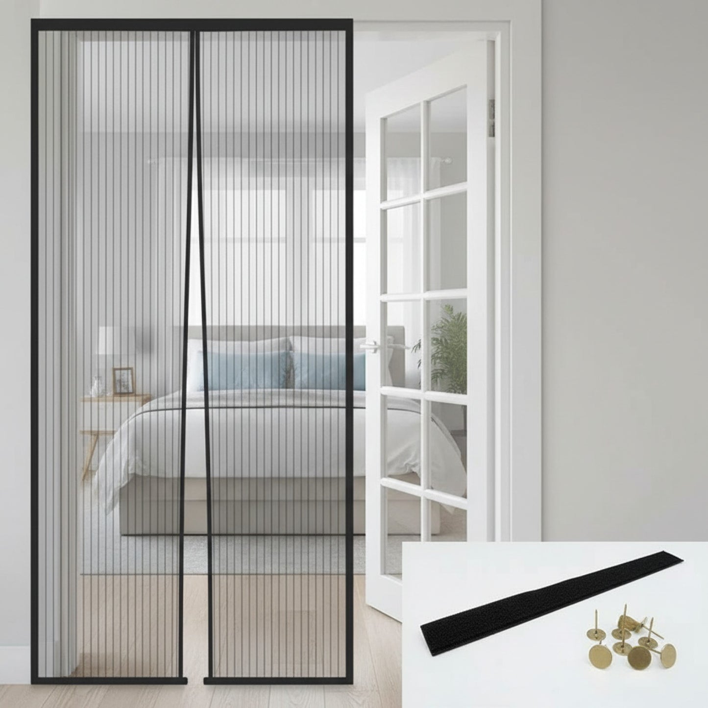 Rideau de porte magnétique anti-insectes 100x220 cm - Fermeture automatique