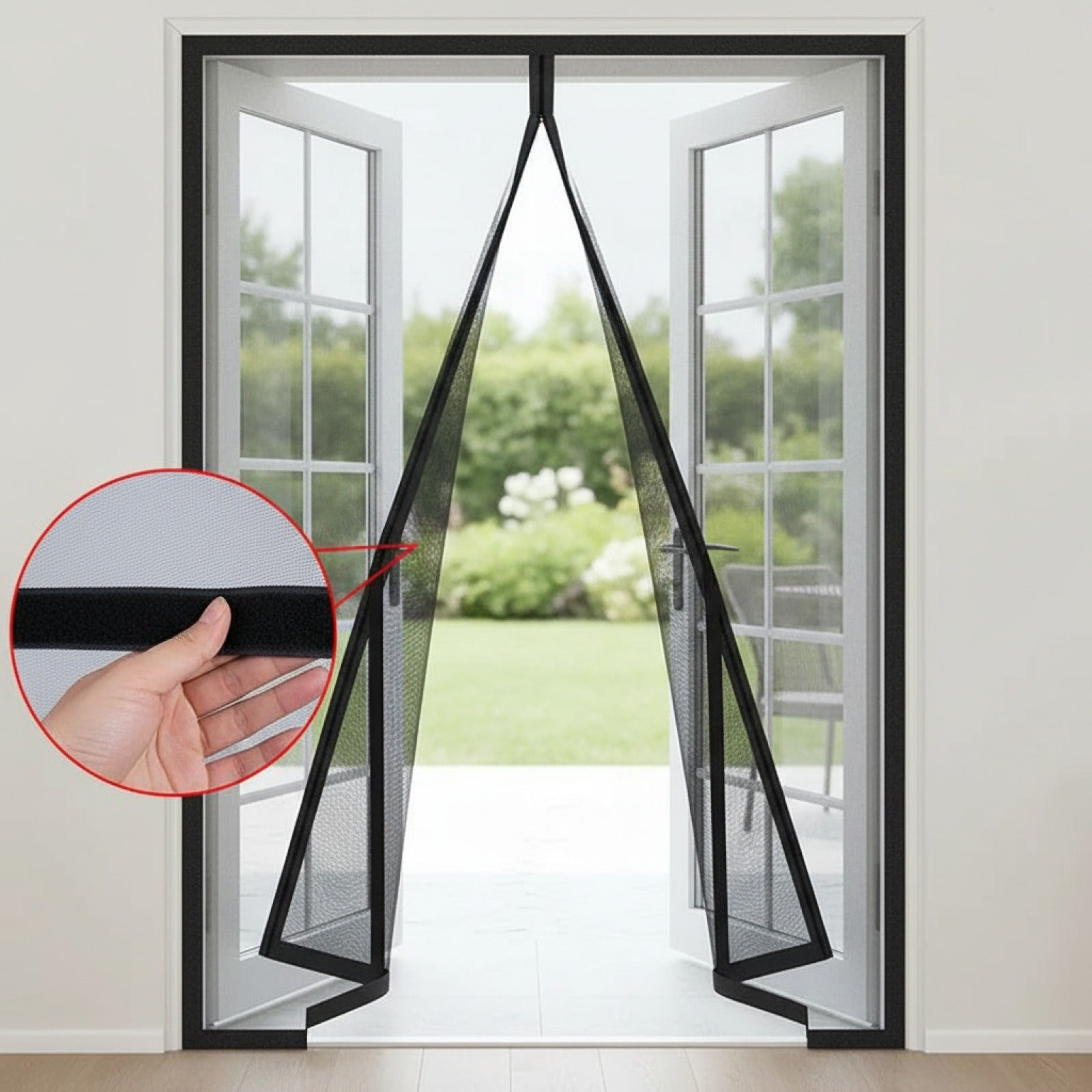 Moustiquaire de porte latérale auto-installante avec fermeture magnétique - Installation sans perçage