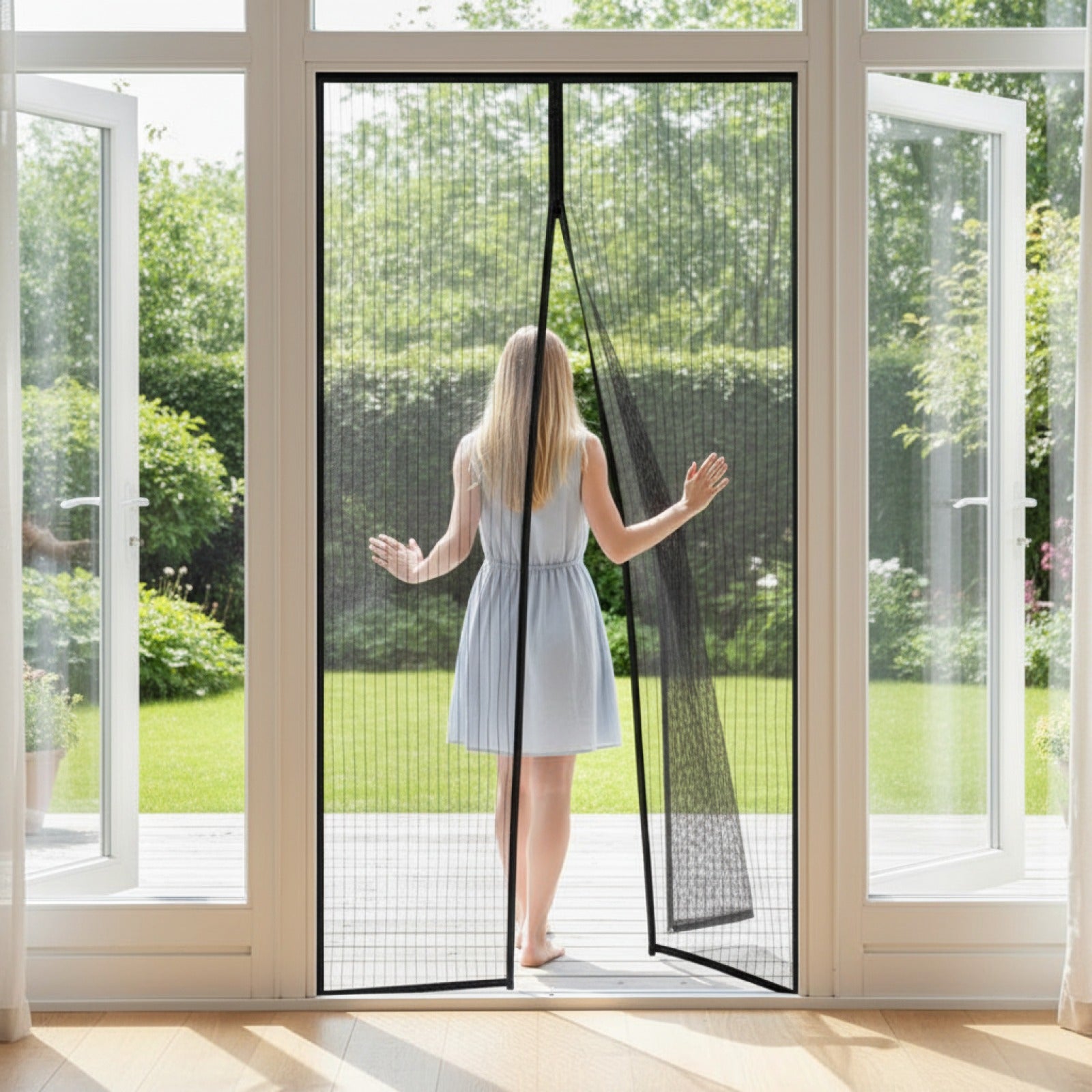 Moustiquaire Magnétique Auto-Fermante pour Porte - Installation Facile Sans Percage