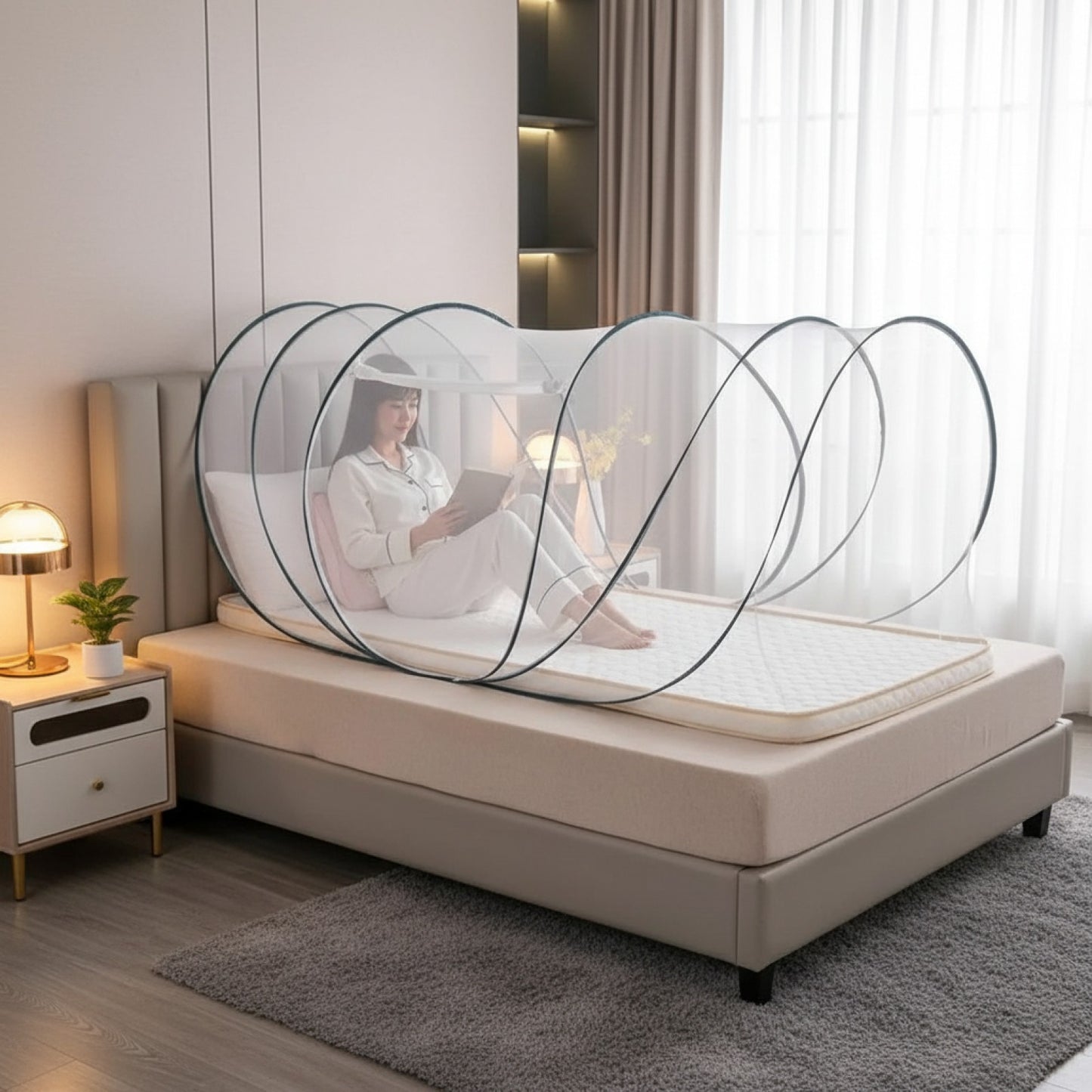 Moustiquaire de Voyage Pliante Anti-Moustiques pour Lit Simple