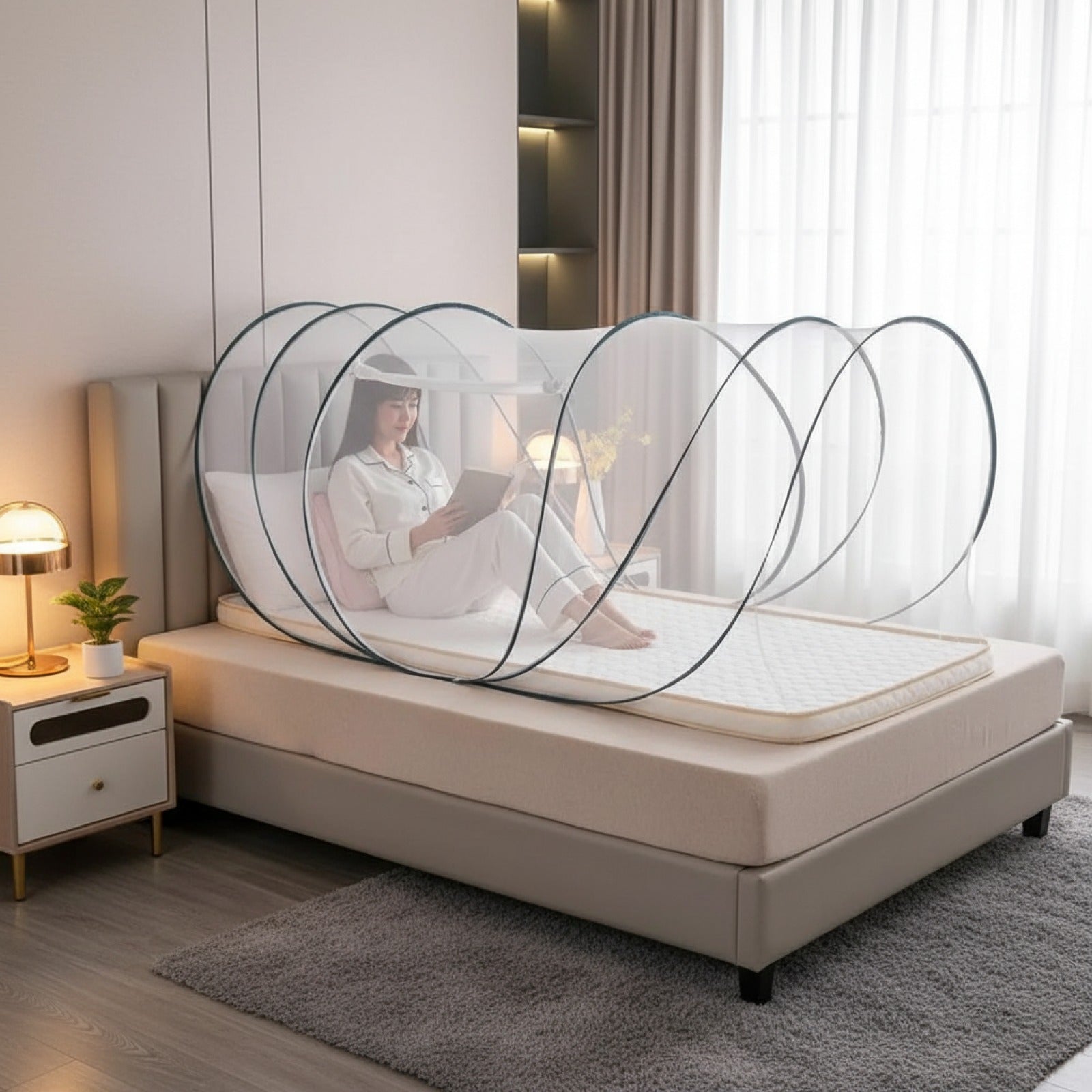 Moustiquaire de Voyage Pliante Anti-Moustiques pour Lit Simple