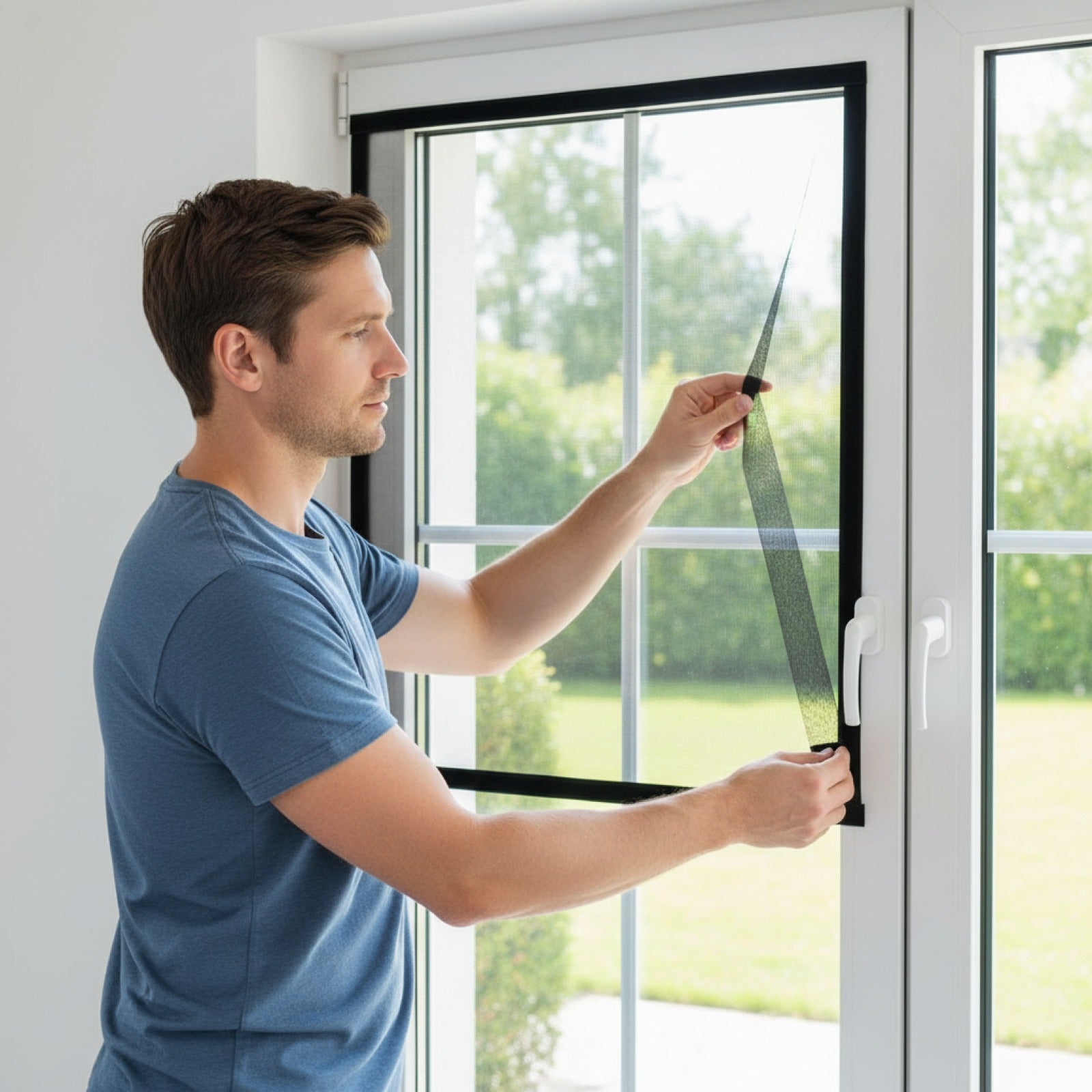 Moustiquaire Invisible Noire pour Fenêtre en Fibre de Verre - Installation Facile par Velcro