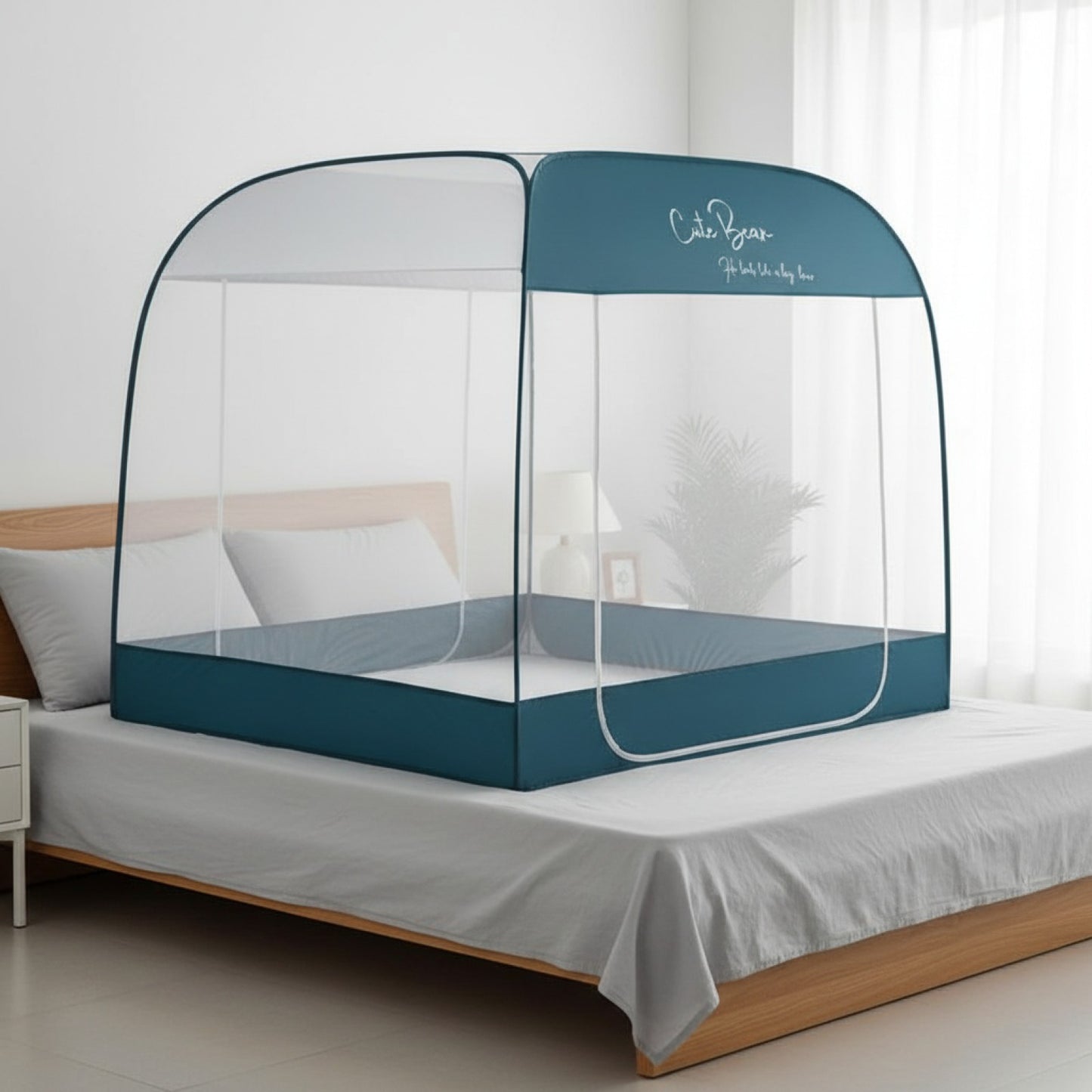Tente Moustiquaire Lit Double Instantanée - Pliable, Respirante, avec Portes Zippées