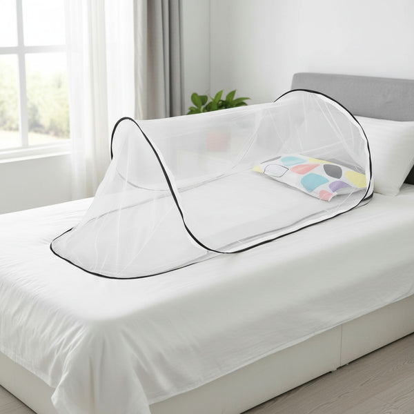 Moustiquaire de lit pliable et portable pour lit simple - Installation facile, idéale pour voyage et camping (80x200x56cm)