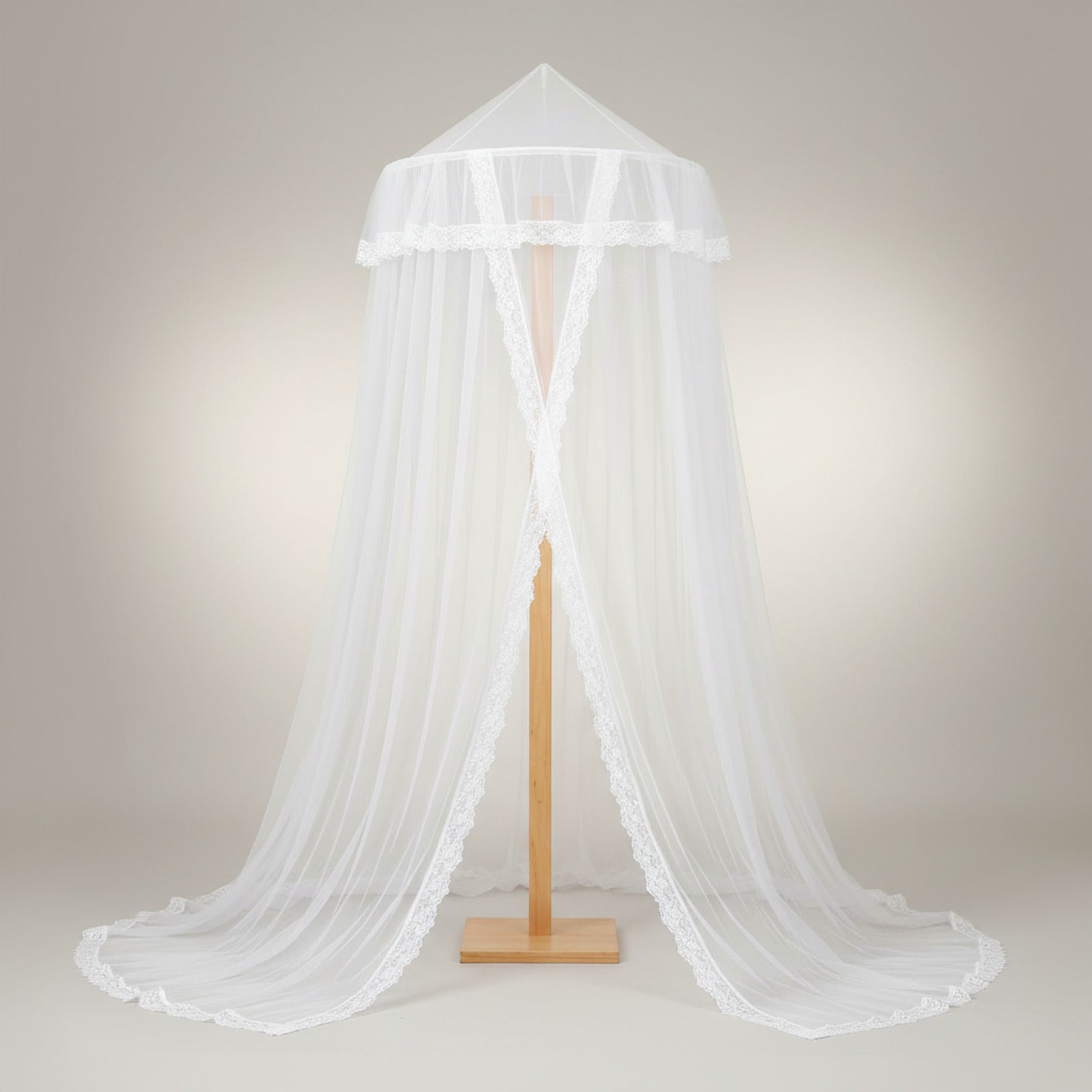 Moustiquaire 4 coins avec dentelle style princesse - Polyester/Coton