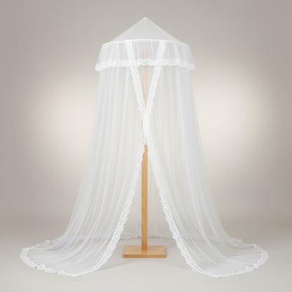 Moustiquaire 4 coins avec dentelle style princesse - Polyester/Coton