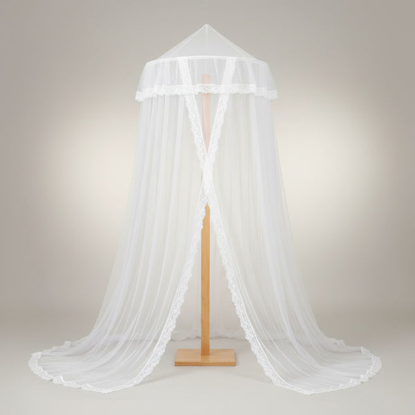 Moustiquaire 4 coins avec dentelle style princesse - Polyester/Coton